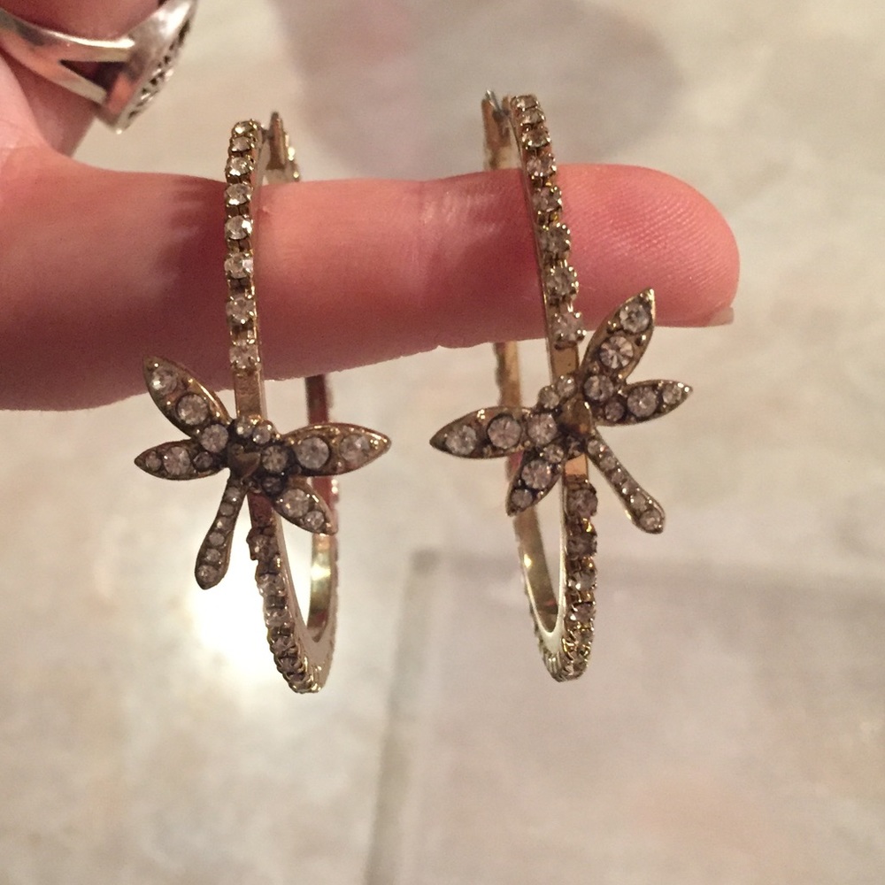 Dragonfly hoop earrings
